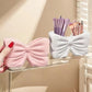 2-Pack Pink & White Chic Bowknot 2-Slot Toothbrush Holder - Resin Retro Cute Desktop Decorative Stand