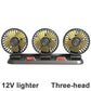 3-in-1 Powerful Car Triple Head Fan (12V Lighter Power) - Quiet Cooling Fan Integrated Aromatherapy & Number Plate, with 360° Rotation & 130cm Long Cord