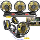 3-in-1 Powerful Car Triple Head Fan (12V Lighter Power) - Quiet Cooling Fan Integrated Aromatherapy & Number Plate, with 360° Rotation & 130cm Long Cord