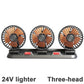 3-in-1 Powerful Car Triple Head Fan (24V Lighter Power) - Quiet Cooling Fan Integrated Aromatherapy & Number Plate, with 360° Rotation & 130cm Long Cord