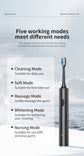 Black Sonic Electric Toothbrush Kit with 5 Cleaning Modes, 8 Heads & Travel Case - Smart Timer & Quad-Pacer, Soft Double-Arc Bristles and 120-Day Long Battery Life