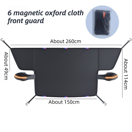 Durable Car Protector with Extra-Large 253cm Coverage - All-Season Snow & Sun Protector, 6-Magnet & 4 Strap Windproof System(Black & Orange)