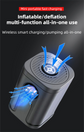 Black Wireless Rechargeable Vacuum Pump with 5 Versatile Nozzles and LED - 2-in-1 Compact High-Suction Inflator & Deflator for Travel & Home