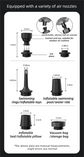 Black Wireless Rechargeable Vacuum Pump with 5 Versatile Nozzles and LED - 2-in-1 Compact High-Suction Inflator & Deflator for Travel & Home