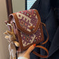 Red Boho-Chic PU Leather Crossbody Phone Purse with Cute Rabbit Pendant - Stylish Multi-Functional Compact Square Bag