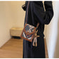 Red Boho-Chic PU Leather Crossbody Phone Purse with Cute Rabbit Pendant - Stylish Multi-Functional Compact Square Bag