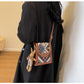 Blue Boho-Chic PU Leather Crossbody Phone Purse with Cute Rabbit Pendant - Stylish Multi-Functional Compact Square Bag