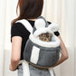 Grey 2-in-1 Ultra-Soft Plush Pet Carrier & Mobile Bed - Portable & Lightweight Cute Cat Ear Design Travel Cabin (L 33 x 25 x 27CM)