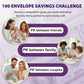 Purple 100 Days Envelope Savings Challenge with 50 Clear Double-Sided Pages - Portable A6 Size for Budgeting & Financial Goals