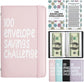 Pink 100 Days Envelope Savings Challenge with 50 Clear Double-Sided Pages - Portable A6 Size for Budgeting & Financial Goals