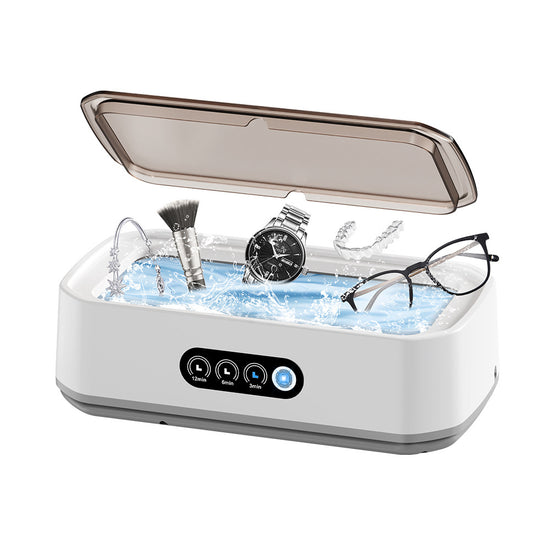 X81 White Ultrasonic Jewelry & Eyeglass Deep Cleaner with Cloth - Touch Control & 3-Level Intelligent Timers and Large 650ml Stainless Steel Tank