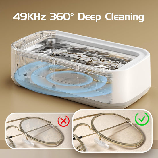 X81 Black Ultrasonic Jewelry & Eyeglass Deep Cleaner with Cloth - Touch Control & 3-Level Intelligent Timers and Large 650ml Stainless Steel Tank