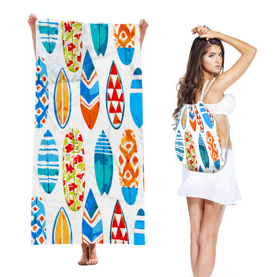 2-in-1 Integrated Quick-Dry Beach Towel Backpack(Style 5) - Foldable Microfiber Sand-Free Towel (Unfolded 75*150cm / Folded40*45cm)