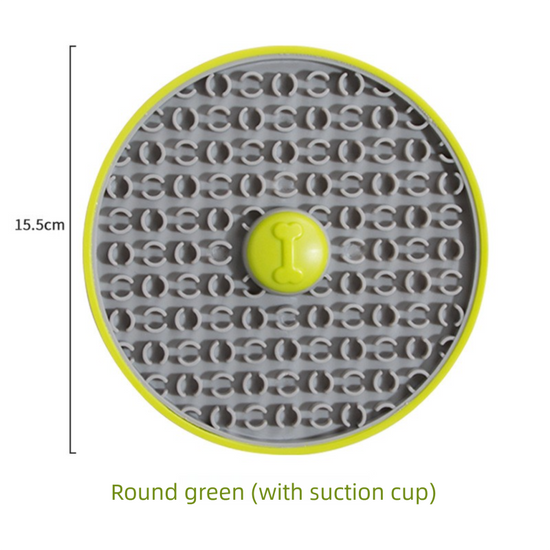 Green Interactive Pet Slow Feeder & 3D Textured Oral Cleanner - 3-in-1 Mounting Durable TPR Lick Mat for Dogs & Cats