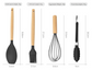 12-Piece Grey Heat-Resistant Silicone Cooking Utensils with Wooden Handles and Box - Non-Stick Scratch-Free Kitchen Tool Kit