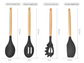 12-Piece Green Heat-Resistant Silicone Cooking Utensils with Wooden Handles and Box - Non-Stick Scratch-Free Kitchen Tool Kit