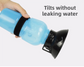 Blue 500ML Portable Pet Dog Water Bottle with 10cm Wide Bowl - Leakproof Travel Drinker for Outdoor Walking and Hiking