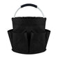 Black Foldable Oxford Cloth Round Picnic Basket with Padded Metal Handle - 6 Pocket Large Capacity Storage Tote for Outdoor Beach and Shopping