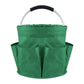 Green Foldable Oxford Cloth Round Picnic Basket with Padded Metal Handle - 6 Pocket Large Capacity Storage Tote for Outdoor Beach and Shopping
