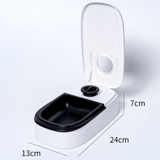 Black Silent Automatic Pet Single Meal Dispenser with Rotary Buckle - Longest 48H Scheduled and Long Battery Life, Detachable for Easy Cleaning