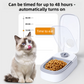 Grey Silent Automatic Pet Double Meal Dispenser with Rotary Buckle - Longest 48H Scheduled and Long Battery Life, Detachable for Easy Cleaning