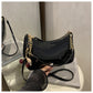 Black Chic Glossy PU Leather Underarm Bag & Crossbody Purse with Cherry Charm - Versatile Handbag for Women