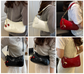 Red Chic Glossy PU Leather Underarm Bag & Crossbody Purse with Cherry Charm - Versatile Handbag for Women