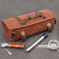 Brown Professional Bartender Kit Travel Bag - Durable Canvas Tool Organizer and Bar Briefcase with Metal Buckles (45x35cm)