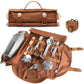 Blue Professional Bartender Kit Travel Bag - Durable Canvas Tool Organizer and Bar Briefcase with Metal Buckles (45x35cm)