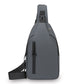 Grey Waterproof Unisex Chest Bag with USB Charging & Headphone Port  - 3-Layer Large Capacity PU Leather Crossbody Bag
