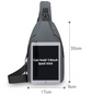 Grey Waterproof Unisex Chest Bag with USB Charging & Headphone Port  - 3-Layer Large Capacity PU Leather Crossbody Bag