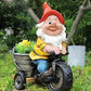 Whimsical Biking Gnome Garden Statue - Hand-Painted Resin Cycling Dwarf Sculpture for Patio, Lawn, and Outdoor Yard Decor