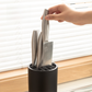 Matte Black Modern Multi-Slot Knife Block with Secure Wave Insert & Drainage - Space-Saving and Smooth Withdrawal, Preventing Fallout Design