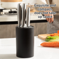 2-Pack Matte Black Modern Multi-Slot Knife Block with Secure Wave Insert & Drainage - Space-Saving and Smooth Withdrawal, Preventing Fallout Design