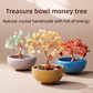 Natural Pink Crystal Money Tree with Fortune Basin & Adjustable Wire Branches - Desktop Feng Shui Decor for Wealth and Prosperity
