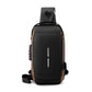 Black-Gold High Capacity Anti-Theft Tactical Chest Bag - Waterproof Leather-Film Sling with USB Charging & TSA Password Lock