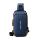 Blue Gold High Capacity Anti-Theft Tactical Chest Bag - Waterproof Leather-Film Sling with USB Charging & TSA Password Lock