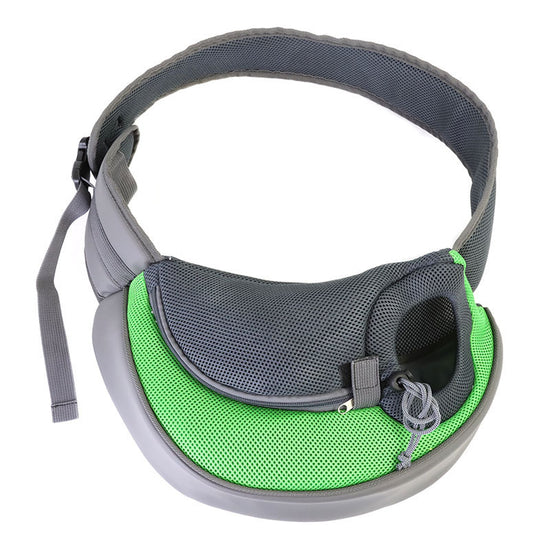 Green Hands-Free Pet Chest Carrier - Breathable Mesh Crossbody Bag for Dogs & Cats within 5KG