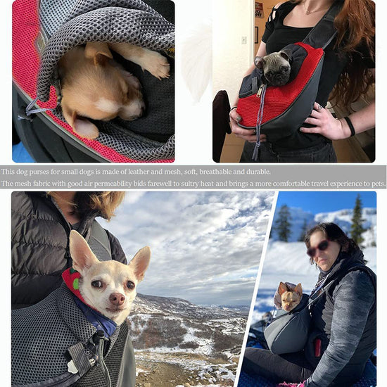 Red Hands-Free Pet Chest Carrier - Breathable Mesh Crossbody Bag for Dogs & Cats within 2.5KG