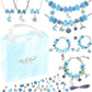 67PCS Blue DIY Charm Necklace & Bracelet Making Kit - Creative Jewelry Craft Set with Colorful Drip Oil Pendants & Metal Beads