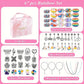 67PCS Blue DIY Charm Necklace & Bracelet Making Kit - Creative Jewelry Craft Set with Colorful Drip Oil Pendants & Metal Beads