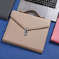 Champagne Anti-Theft Document Organizer with Secure Password Lock - Waterproof PU Leather Confidential File Bag