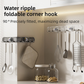 180°Foldable Hidden Hook Rail with Reusable Suction Cup - Waterproof Water Ripple Rack for Bathroom & Kitchen (White-Transparency)