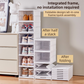 White 3-Layer Foldable Shoe Storage Tower with Transparent Display Panel & Back Ventilation - One-Pull Instant Setup Stackable Box (25.5x34.5x52.5CM)