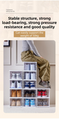 White 3-Layer Foldable Shoe Storage Tower with Transparent Display Panel & Back Ventilation - One-Pull Instant Setup Stackable Box (25.5x34.5x52.5CM)