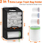 2-in-1 Black Kitchen Plastic Bag & Trash Bag Roll Dispenser - Hanging Grocery & Produce Bag Organizer (17.5x9.9x5.8 inch)