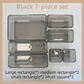 7PCS Black Transparent Stackable Organizer Set - 4-Size Versatile Desktop & Drawer Divider