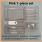 7PCS Pink Transparent Stackable Organizer Set - 4-Size Versatile Desktop & Drawer Divider