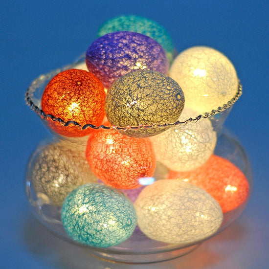 3M Easter Cotton Ball Egg String Lights (20 LED)  - Colorful Egg-Shaped Fairy Light Holiday Decor