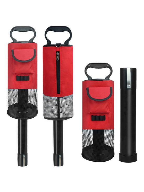 Black and Red Lightweight Golf Retriever with Detachable No-Bend Shag Tube & Mesh Bag Holding Up to 70-Ball